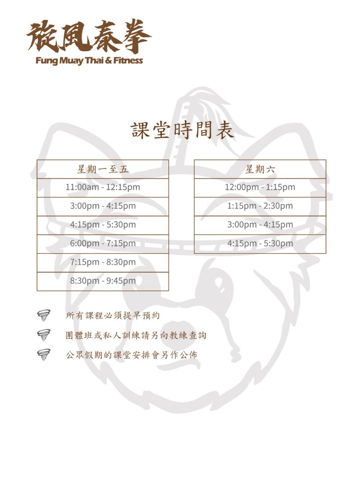 fungmuaythai timetable
